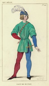 XIV Siecle, Costume de Page (värillinen kaiverrus) tekijältä French School
