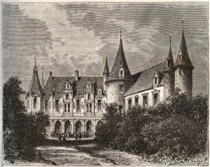 Chateau du Rocher Mezangersissa Mayennessa - V.A. Malt-Brownin kaiverrus "La France illustrée: maantiede, historia, tilastohallinto". 1884 tekijältä French School
