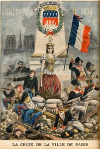 fluctuat nec mergitur - Pariisin kaupungin risti esitellään Pariisin vaakunassa, kuvitus englanninkielisestä "Le Petit Journal" -sanomalehdestä 5. toukokuuta tekijältä French School