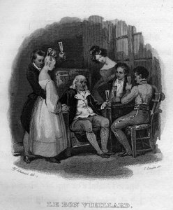 vanha kunnon mies Chanson de Beranger teoksessa "Oeuvres valmistuu" (1834), Pierre Jean de Beranger (1780-1857), ranskalainen runoilija ja lauluntekijä. tekijältä French School