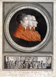 muotokuva kolmesta konsulista, Napoleon Bonaparte (1769-1821), Jean Jacques Regis (Jean-Jacques-Regis) de Cambaceres (1753-1824) ja Charles Francois Lebrun (1739-1824)” tekijältä French School