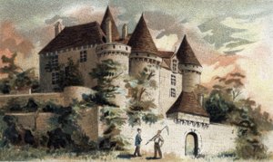 näkymä Fenelonin linnalle Dordognessa. tekijältä French School
