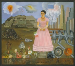 Omakuva Meksikon ja Yhdysvaltojen rajalla tekijältä Frida Kahlo