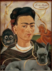 Omakuva pienten apinoiden kanssa tekijältä Frida Kahlo