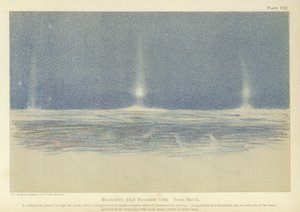 Moonlight, 22. marraskuuta 1893, pastellisketsi (väri litho) tekijältä Fridtjof Nansen