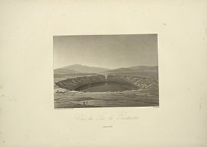 Näkymä Guatavita-järvelle, piirtänyt Thibaut, kaivertanut Bouquet, kuvitus Alexander von Humboldtin ja Aime Bonplandin teoksesta "Näkymät Cordilleraille ja Amerikan alkuperäiskansojen monumenteille"