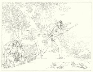 Kuvitus Schillerin Lied von der Glockelle tai Kellon laululle (kaiverrus) tekijältä Friedrich August Moritz Retzsch
