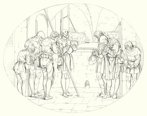 Kuvitus Schillerin Lied von der Glockelle tai Kellon laululle (kaiverrus) tekijältä Friedrich August Moritz Retzsch