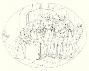 Kuvitus Schillerin Lied von der Glockelle tai Kellon laululle (kaiverrus) tekijältä Friedrich August Moritz Retzsch