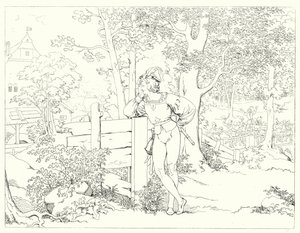 Kuvitus Schillerin Lied von der Glockelle tai Kellon laululle (kaiverrus) tekijältä Friedrich August Moritz Retzsch