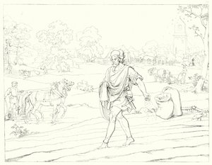 Kuvitus Schillerin Lied von der Glockelle tai Kellon laululle (kaiverrus) tekijältä Friedrich August Moritz Retzsch