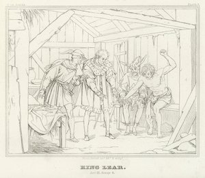 Kuningas Lear, näytös III, kohtaus 6 (kaiverrus) tekijältä Friedrich August Moritz Retzsch