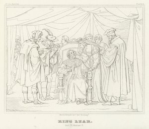 Kuningas Lear, näytös IV, kohtaus 7 (kaiverrus) tekijältä Friedrich August Moritz Retzsch