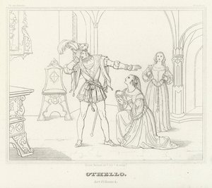 Othello, näytös IV, kohtaus 2 (kaiverrus) tekijältä Friedrich August Moritz Retzsch