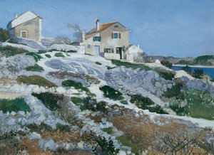 Kalastajien taloja Lussinilla tekijältä Friedrich Beck