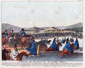 Ranskan hyökkäyksen Venäjälle alku - Campe, August Friedrich Andreas (1777-1846) - Etsaus, akvarelli - 20,5x26,2 - Yksityiskokoelma