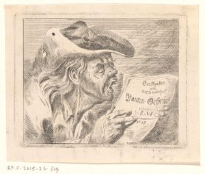 Vanhan maanviljelijän rintakuva pamfletti käsissään tekijältä Friedrich Christian Gottlieb Geyser (possibly)