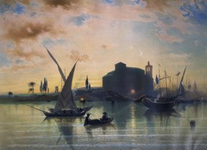 ESPANJA - SEVILLAN NÄKYMÄT - EL GUADALQUIVIR - 1867 tekijältä Friedrich Eibner