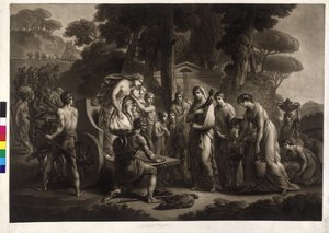 Lucius Albinus tarjoaa Vestan-neitsyille autonsa klo tekijältä Friedrich Heinrich Fuger