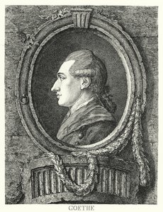 Johann Wolfgang von Goethe, saksalainen runoilija, kirjailija ja näytelmäkirjailija (kaiverrus) tekijältä Friedrich Kirschner