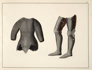 Panssari, levy julkaisusta A History of the Development and Customs of Chivalry, kirjoittanut tohtori Franz Kottenkamp, julkaissut Carl Hoffmann, 1842 tekijältä Friedrich Martin von Reibisch