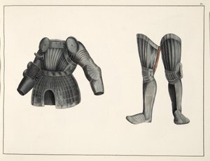 Panssari, levy julkaisusta A History of the Development and Customs of Chivalry, kirjoittanut tohtori Franz Kottenkamp, julkaissut Carl Hoffmann, 1842 tekijältä Friedrich Martin von Reibisch