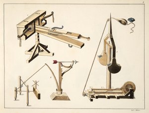 Linja-aseet, levy julkaisusta "A History of the Development and Customs of Chivalry", kirjoittanut tohtori Franz Kottenkamp, julkaissut Carl Hoffmann, 1842 tekijältä Friedrich Martin von Reibisch
