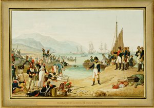 Napoleon I laskeutuu Antibesin lähelle, Ranska ... (akvarelli)
