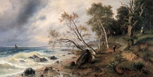 Itämeren rannikko Vilmin saarella tekijältä Friedrich Preller the Younger