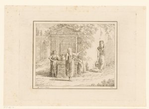 Naiset kaivolla Kohtauksia Italian arjesta (sarjan nimi) Figuuri prese dal vero (sarjan otsikko objektissa) tekijältä Friedrich Rehberg