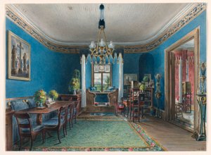 Piirros, Sininen huone, Schloss Fischbach, 1846