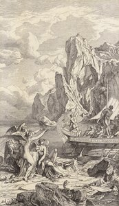 Odysseus ja seireenit (kaiverrus) tekijältä Friedrich the Elder Preller