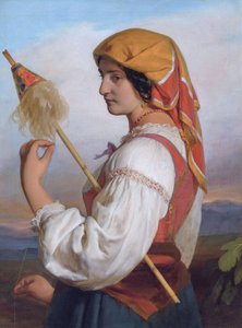 Saksa: Italialainen nainen (Chiaruccia) ja nuija (Chiaruccia). tekijältä Friedrich von Amerling