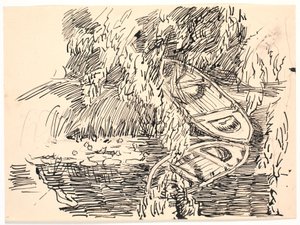 Metsäjärvi kahdella soutuveneellä tekijältä Fritz Syberg