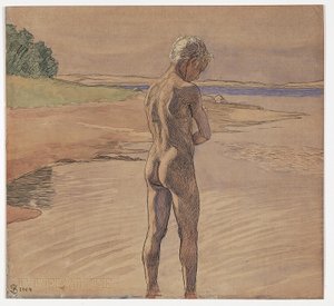 Hänen seisoo vedessä. Fyns Hovedin aihe tekijältä Fritz Syberg