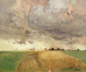 Myrsky Delftissä (öljy kankaalle) tekijältä Fritz Thaulow