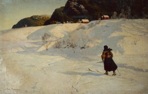 Talvikohtaus hiihtäjän kanssa tekijältä Fritz Thaulow
