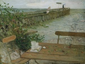 Laskeutumislaituri Starnberg-järvellä. Noin 1896 tekijältä Fritz von Uhde