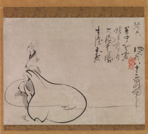 Hotei osoittaa kuuta, 1650. tekijältä Fugai Ekun