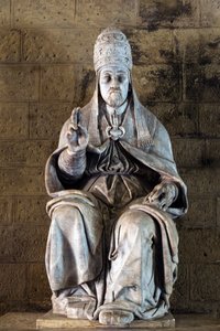 Kuvanveistäjä Fulvio Signorinin paavi Julius III:n patsas Chigi Saracinin palatsissa, Siena, Sienan maakunta, Toscana, Italia (kuva) tekijältä Fulvio Signorini