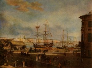 Näkymä English Quaylle...taideakatemian rakennuksesta, 1800-luvun alku, 1965. tekijältä Fyodor Alekseyev