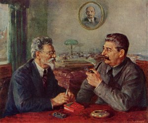 Josif Stalin (1879-1953)  Mihail Ivanovits Kalinin (1875-1946). tekijältä Fyodor Alexandrovich Modorov
