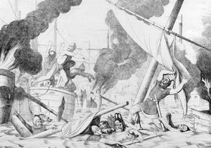 Kreikan tulipalo Konstantinopolin piirityksen aikana, ennen vuotta 1839