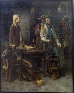 Keisari Pietari III vierailee Ivan VI Antonovichin luona Shlisselburgin linnoituksella vuonna 1762 - Fjodor Jemeljanovitšin maalaus tekijältä Fyodor Jemelyanovich Burov