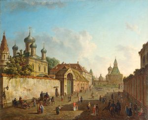 Näkymä Lubjanka-aukiolta Vladimirin portille Moskovassa, Venäjällä, 1800-luku.