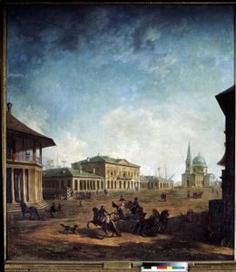Vue de la ville de Nikolaev (Nikolajev) en Ukraine (näkymä Nikolajevin kaupunkiin). Peinture de Fjodor Jakovlevich Alekseev (1753-1824)