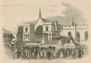 Palace Yard, rautatiekomitean huoneet Westminster Hallin edessä. tekijältä G.F. Sargent