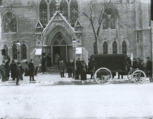 Rouva Gilbertin hautajaiset, Bloomingdalen reformoitu hollantilainen kirkko, New York City tekijältä G.P. Hall und Sohn