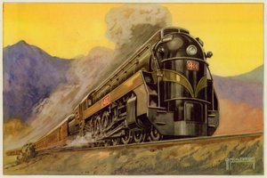 Canadian National Railway, Express Streamlined Locomotive No 6400, 4-8-4 (väri litho) tekijältä G.P. Micklewright