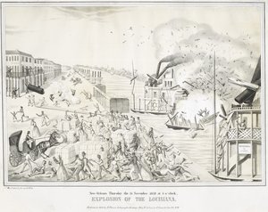 New Orleans Torstaina 15. marraskuuta 1849 klo 5, Louisianan räjähdys, n. 1849 (kromolitografia) tekijältä G. (after) Tolti
